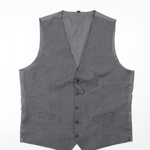 Marks and Spencer Mens Grey Polyester Jacket Suit Waistcoat Size 46 Regular