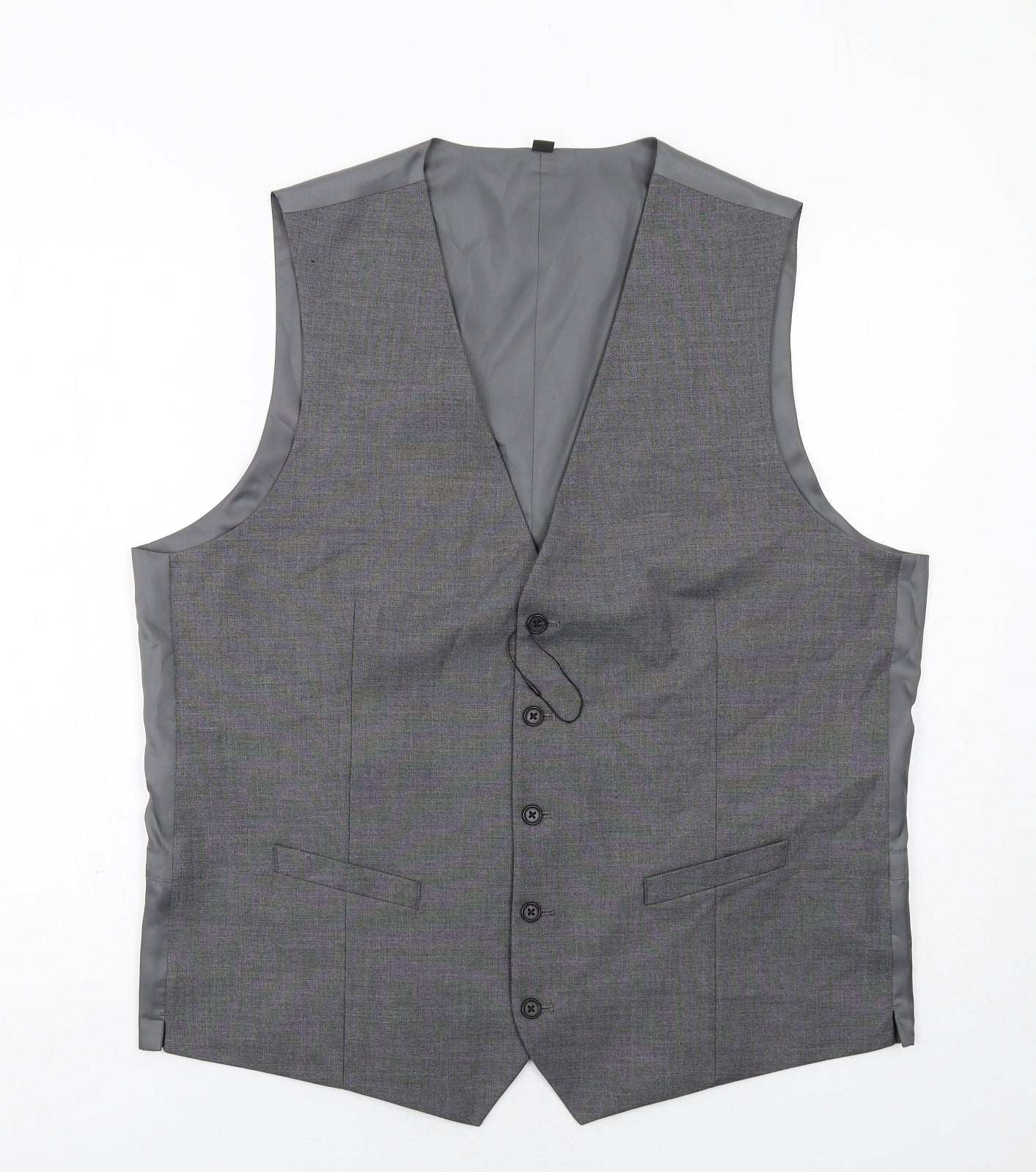 Marks and Spencer Mens Grey Polyester Jacket Suit Waistcoat Size 46 Regular