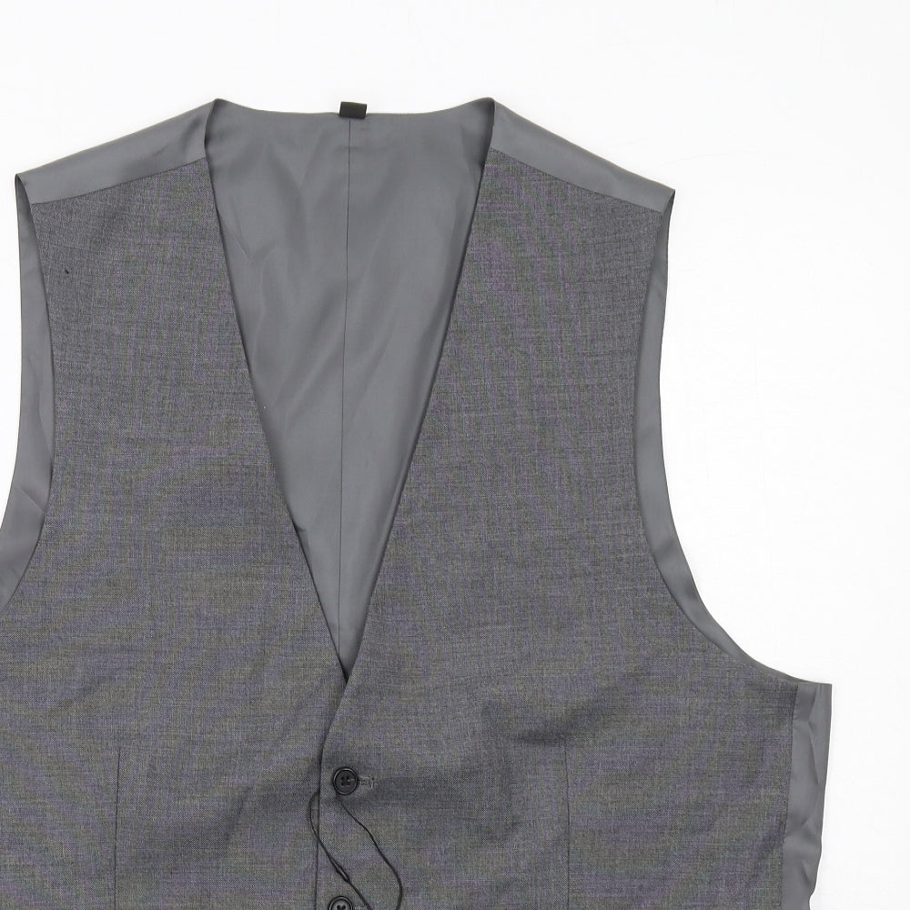 Marks and Spencer Mens Grey Polyester Jacket Suit Waistcoat Size 46 Regular