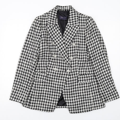 Marks and Spencer Womens Black Geometric Jacket Size 10 Button
