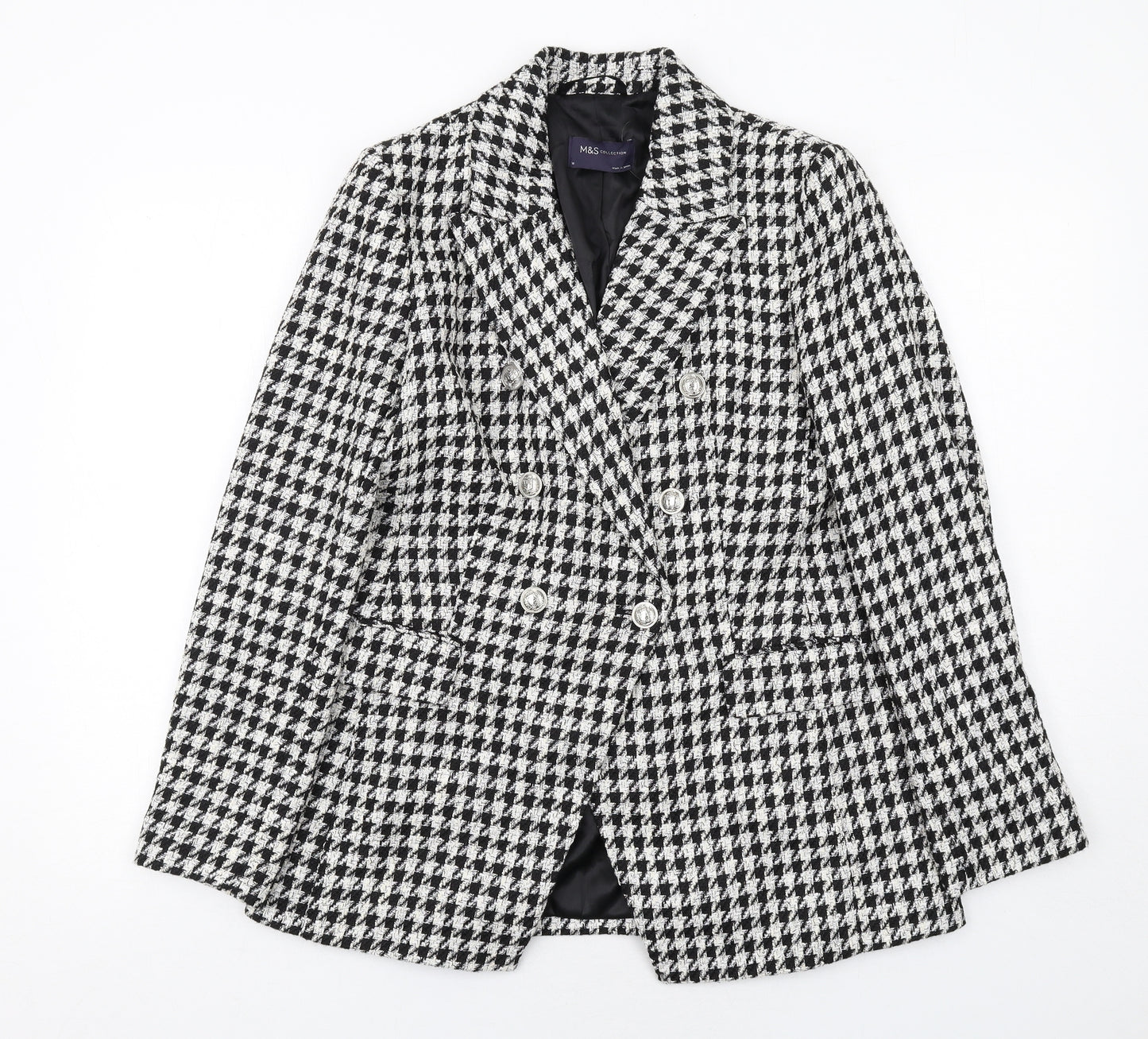 Marks and Spencer Womens Black Geometric Jacket Size 10 Button