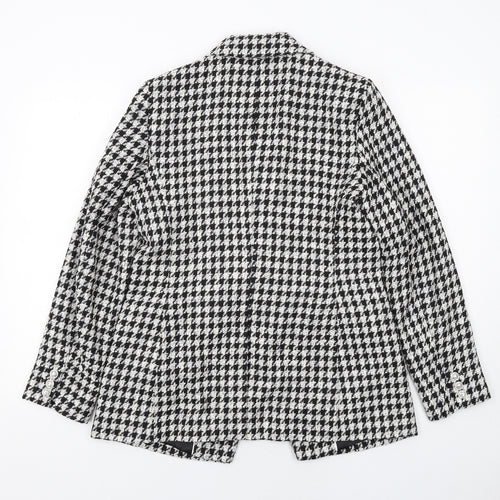 Marks and Spencer Womens Black Geometric Jacket Size 10 Button