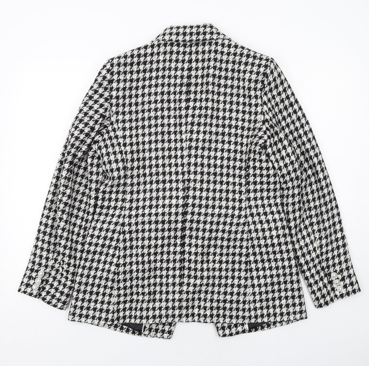 Marks and Spencer Womens Black Geometric Jacket Size 10 Button
