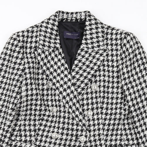 Marks and Spencer Womens Black Geometric Jacket Size 10 Button