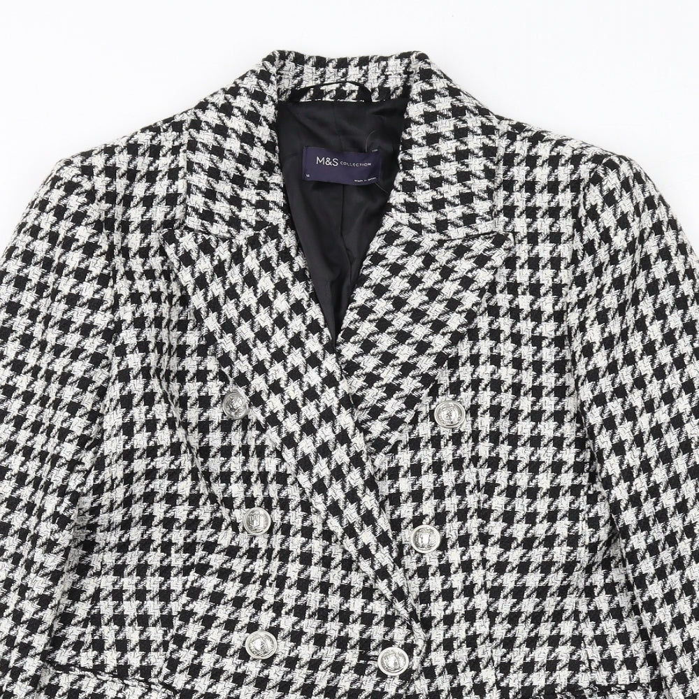 Marks and Spencer Womens Black Geometric Jacket Size 10 Button