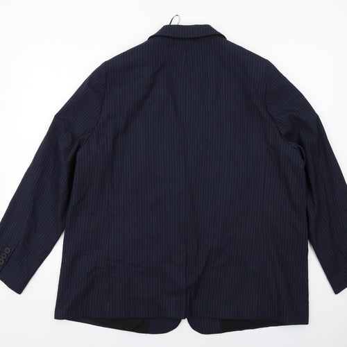 Marks and Spencer Womens Blue Pinstripe Polyester Jacket Suit Jacket Size 20
