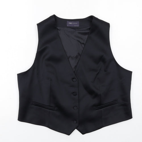 Marks and Spencer Womens Black Polyester Jacket Suit Waistcoat Size 18