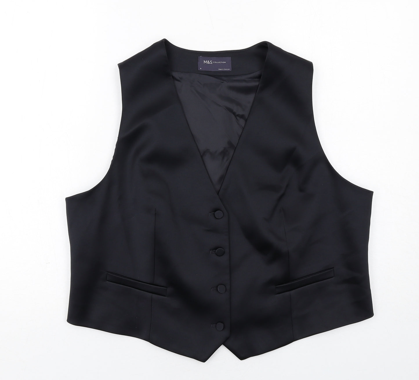 Marks and Spencer Womens Black Polyester Jacket Suit Waistcoat Size 18