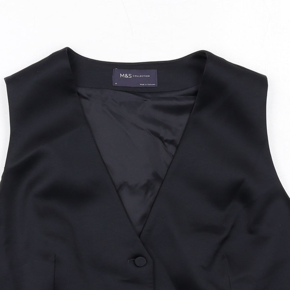 Marks and Spencer Womens Black Polyester Jacket Suit Waistcoat Size 18
