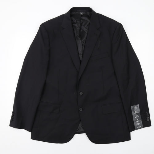 Marks and Spencer Mens Black Wool Jacket Suit Jacket Size 44 Regular