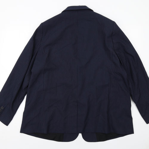 Marks and Spencer Womens Blue Pinstripe Polyester Jacket Suit Jacket Size 20
