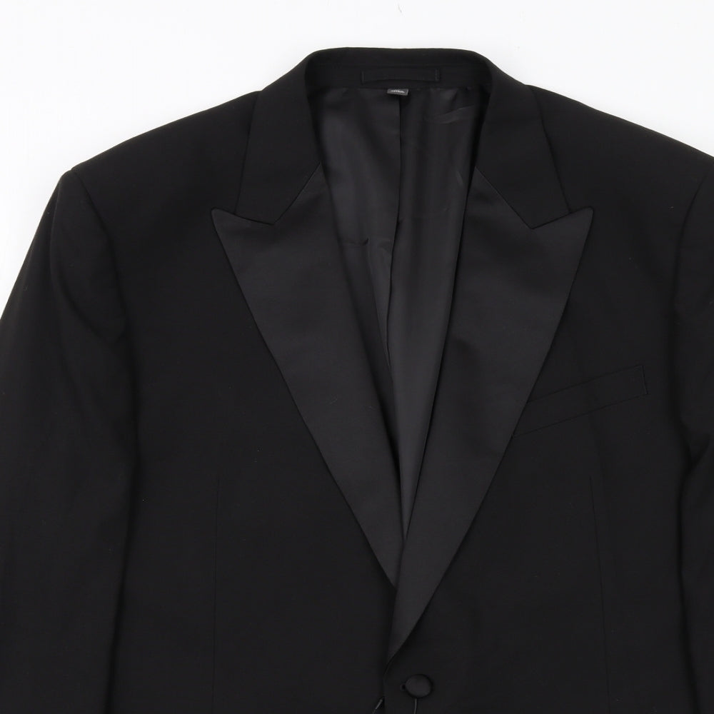 Marks and Spencer Mens Black Polyester Tuxedo Suit Jacket Size 46 Regular