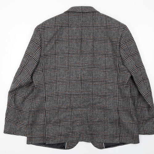 Marks and Spencer Mens Grey Plaid Wool Jacket Blazer Size 46 Regular