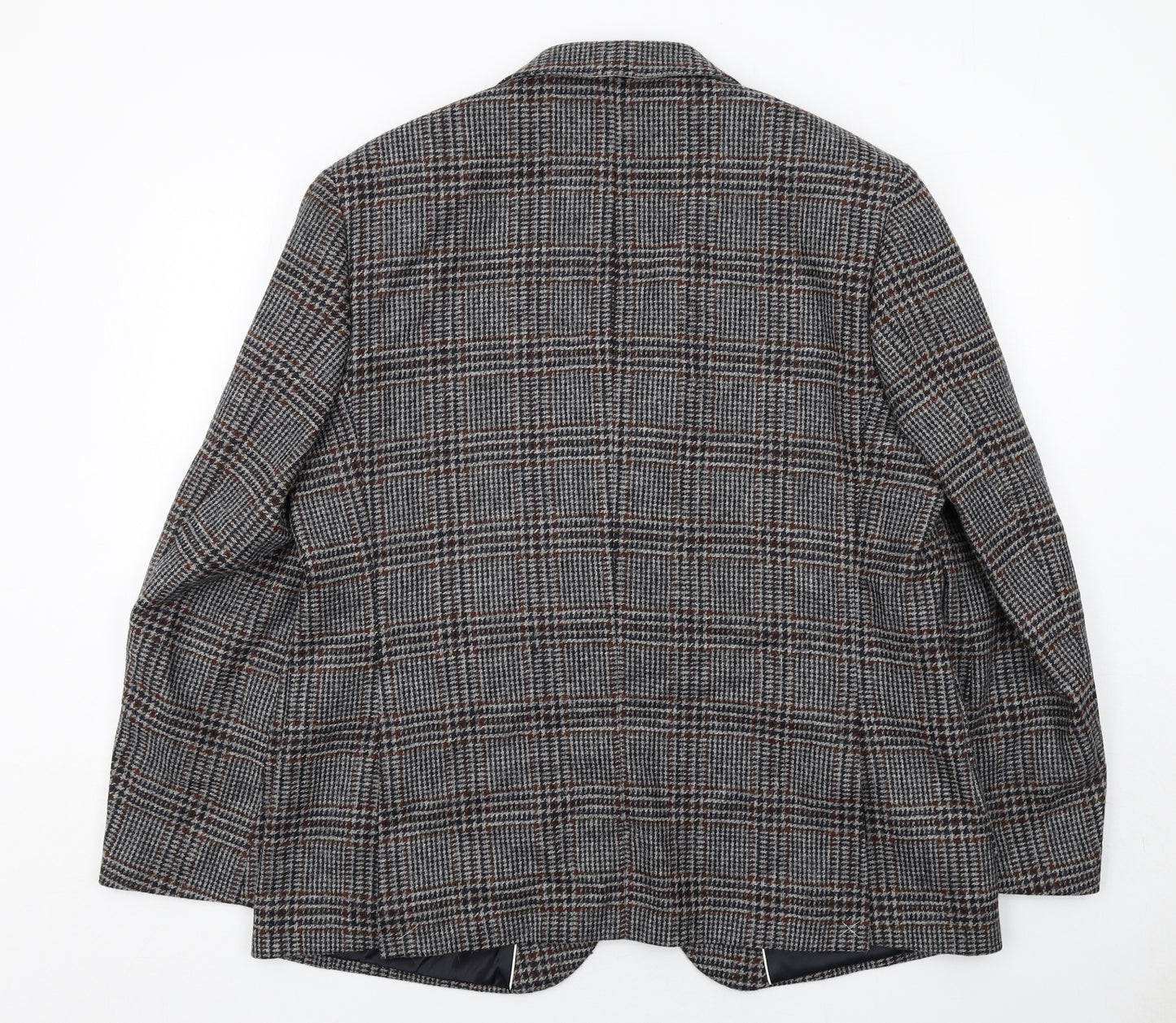 Marks and Spencer Mens Grey Plaid Wool Jacket Blazer Size 46 Regular