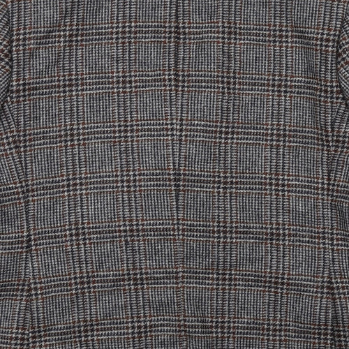 Marks and Spencer Mens Grey Plaid Wool Jacket Blazer Size 46 Regular