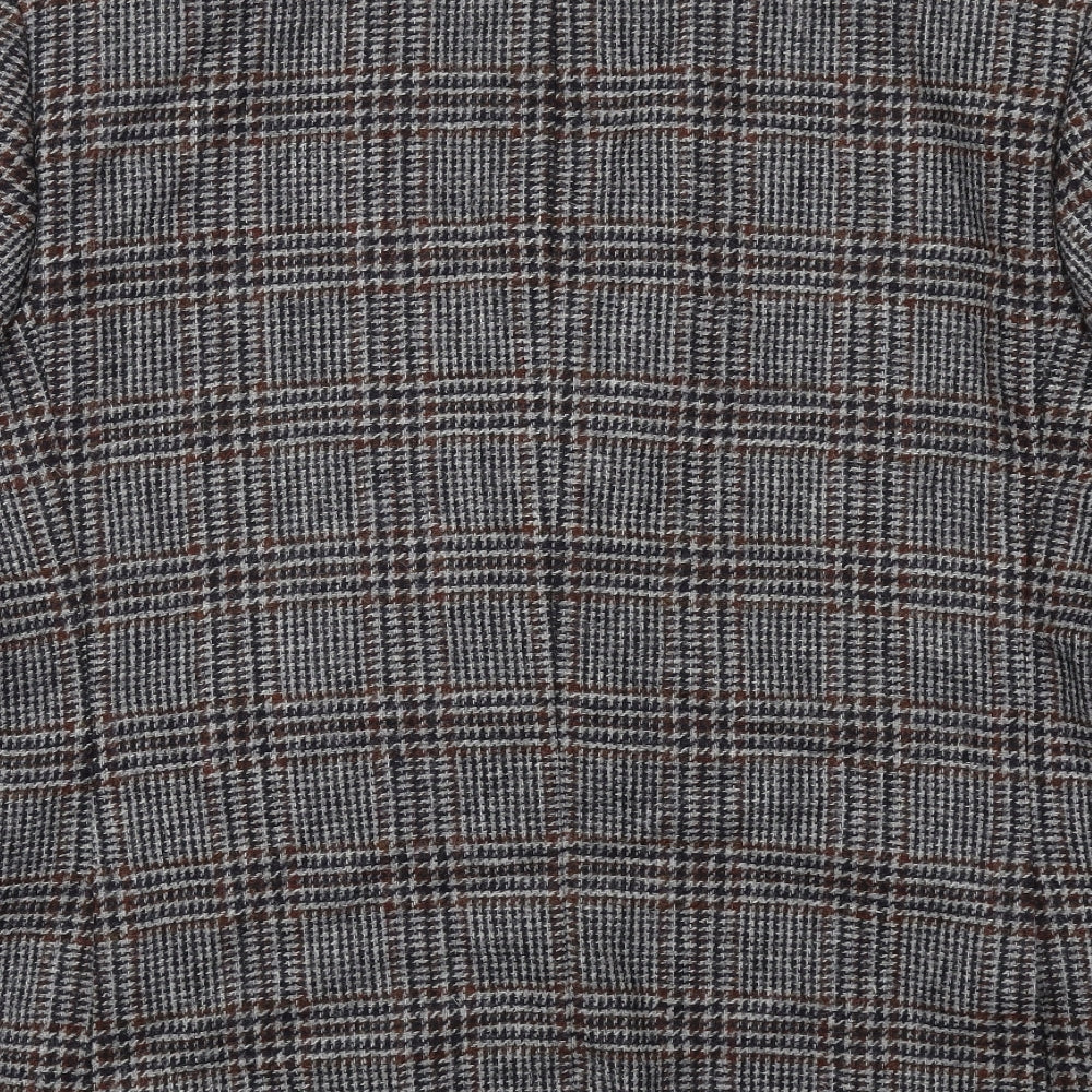 Marks and Spencer Mens Grey Plaid Wool Jacket Blazer Size 46 Regular