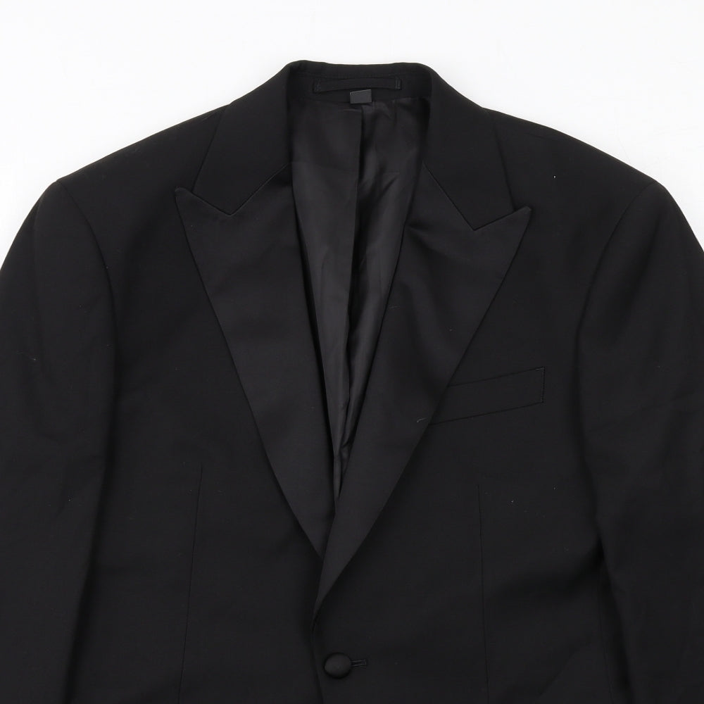 Marks and Spencer Mens Black Polyester Tuxedo Suit Jacket Size 38 Regular