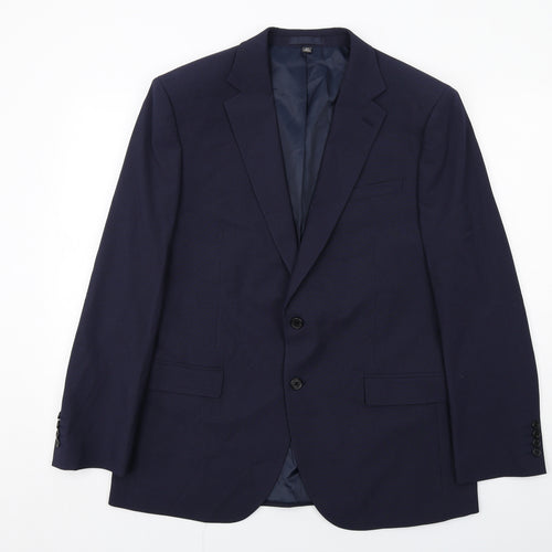 Marks and Spencer Mens Blue Striped Polyester Jacket Suit Jacket Size 42 Regular