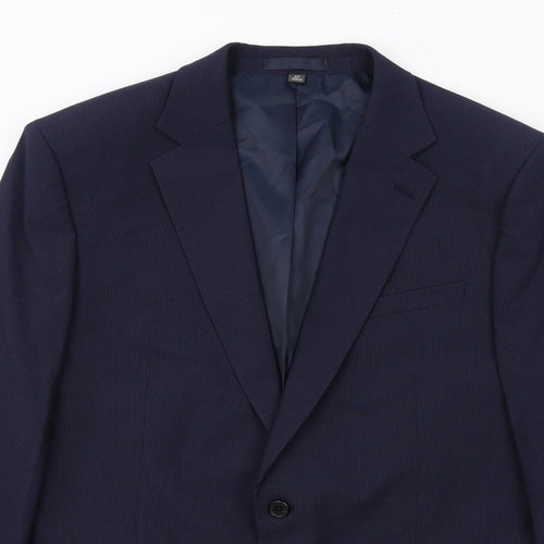 Marks and Spencer Mens Blue Striped Polyester Jacket Suit Jacket Size 42 Regular