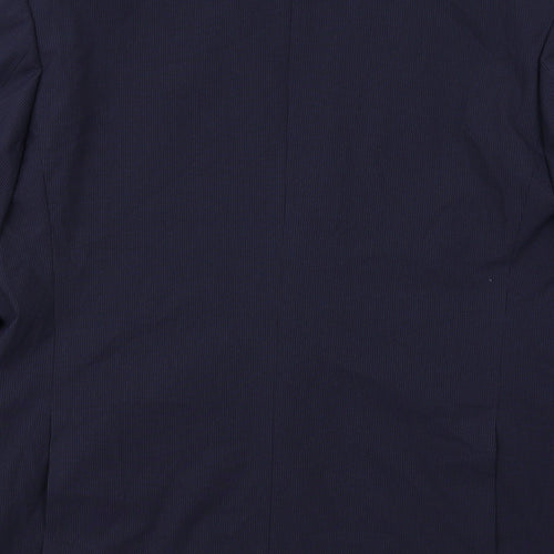 Marks and Spencer Mens Blue Striped Polyester Jacket Suit Jacket Size 42 Regular