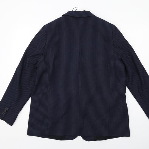 Marks and Spencer Womens Blue Pinstripe Polyester Jacket Suit Jacket Size 16