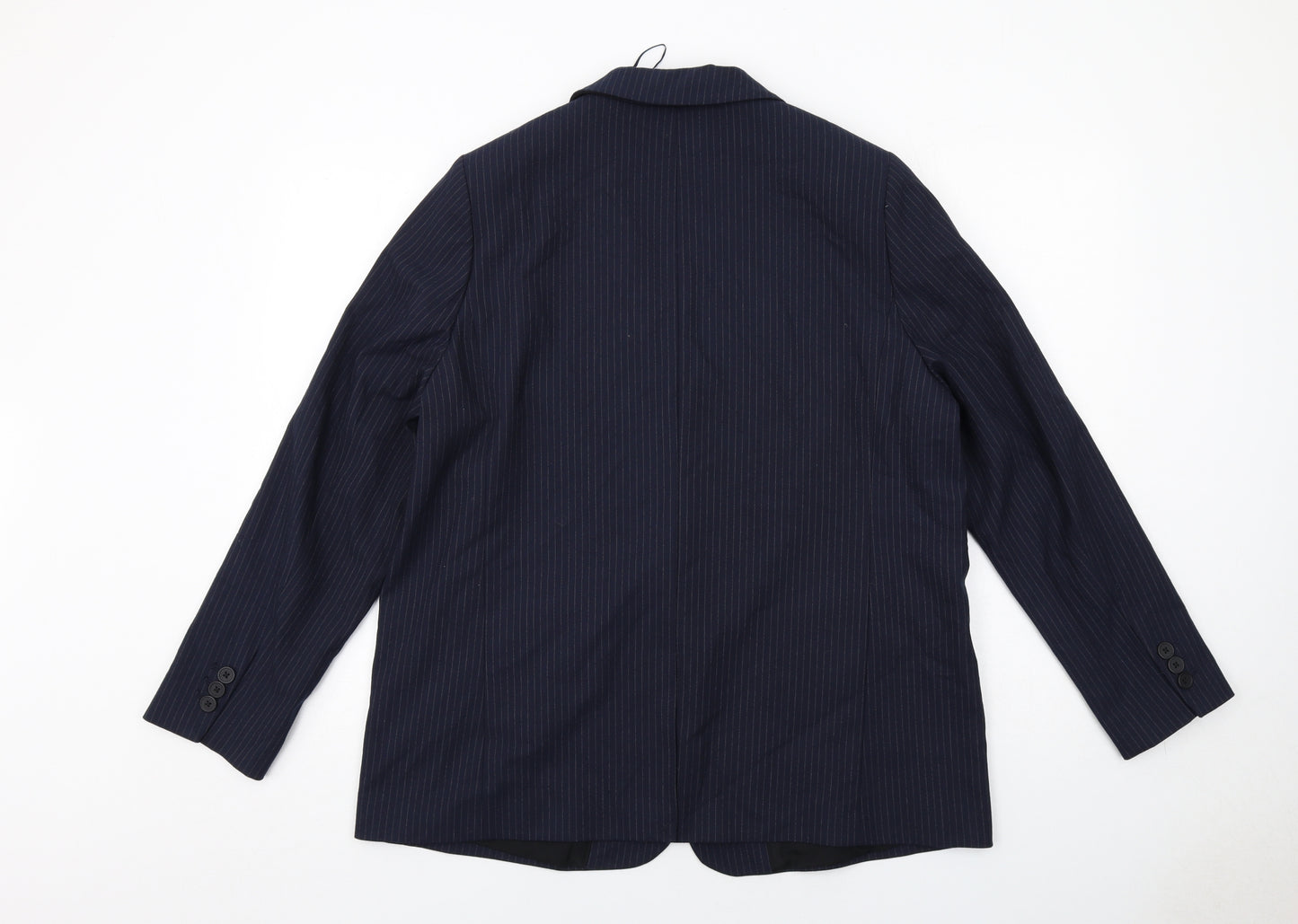 Marks and Spencer Womens Blue Pinstripe Polyester Jacket Suit Jacket Size 16