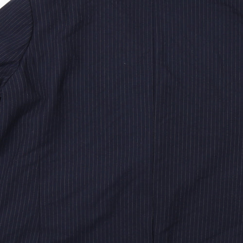 Marks and Spencer Womens Blue Pinstripe Polyester Jacket Suit Jacket Size 16