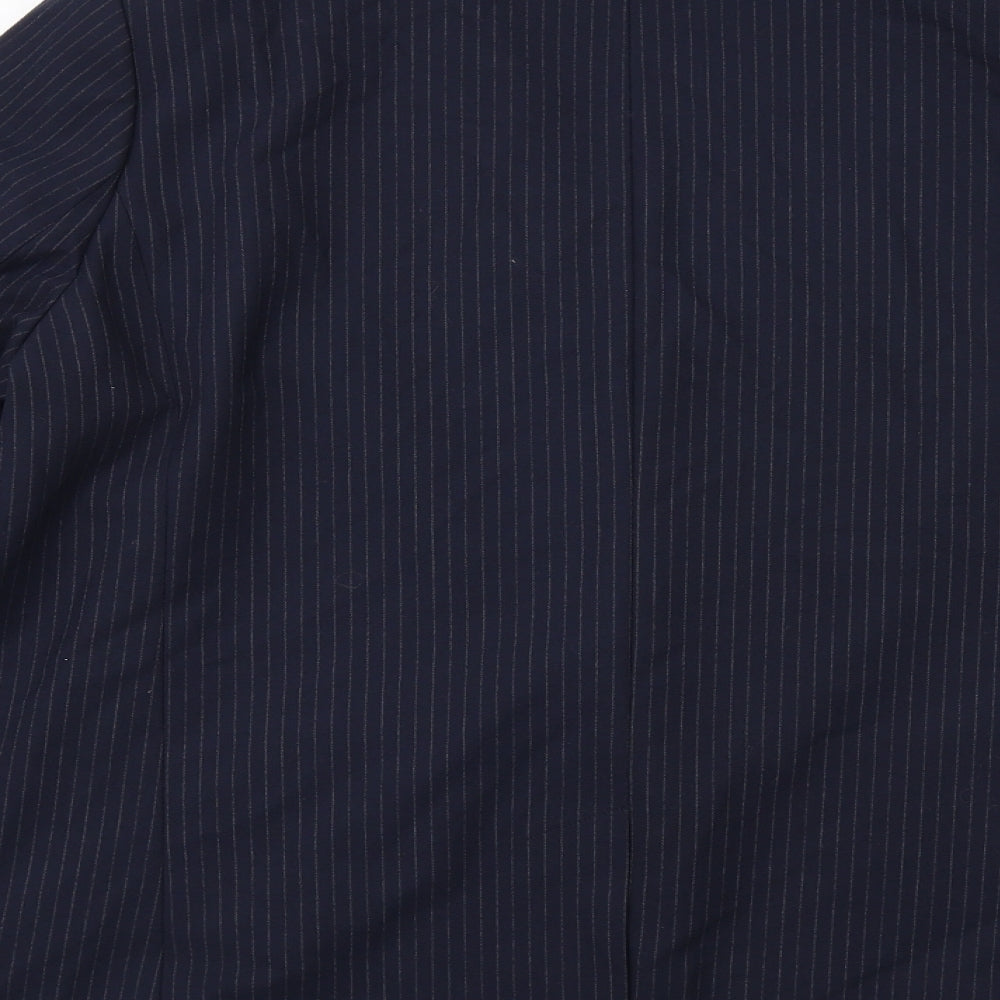 Marks and Spencer Womens Blue Pinstripe Polyester Jacket Suit Jacket Size 16