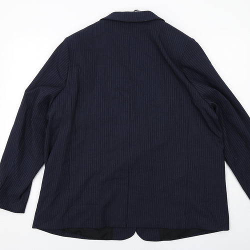 Marks and Spencer Womens Blue Pinstripe Polyester Jacket Suit Jacket Size 20