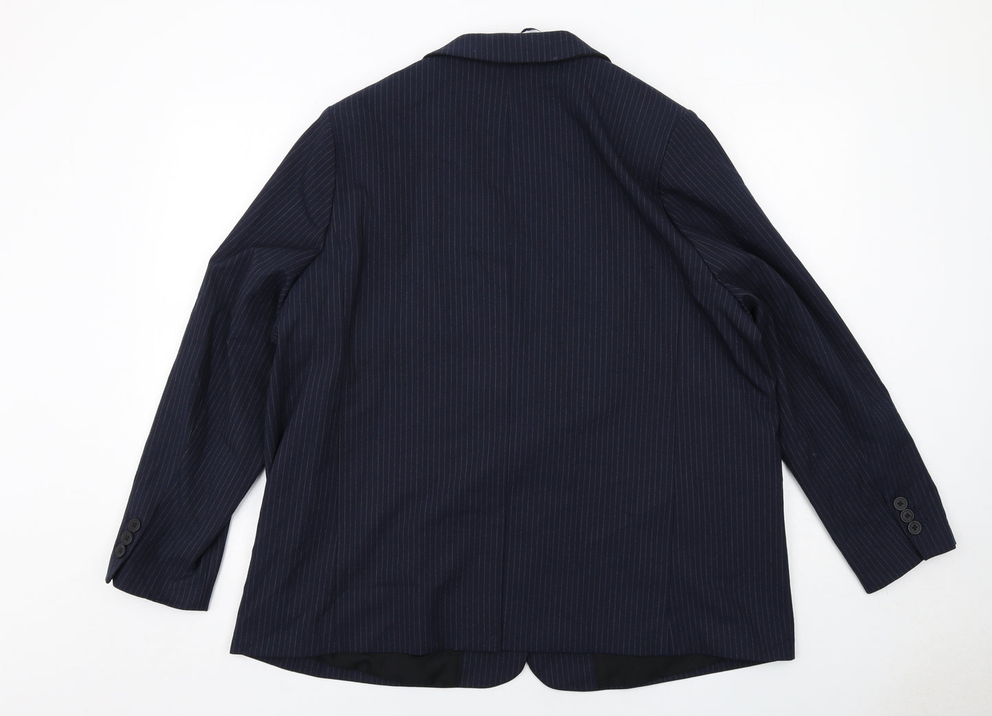 Marks and Spencer Womens Blue Pinstripe Polyester Jacket Suit Jacket Size 20