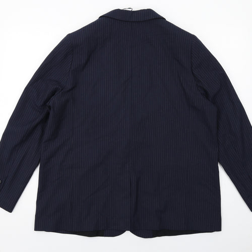 Marks and Spencer Womens Blue Pinstripe Polyester Jacket Suit Jacket Size 18