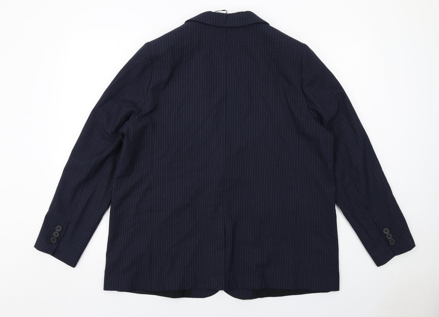 Marks and Spencer Womens Blue Pinstripe Polyester Jacket Suit Jacket Size 18