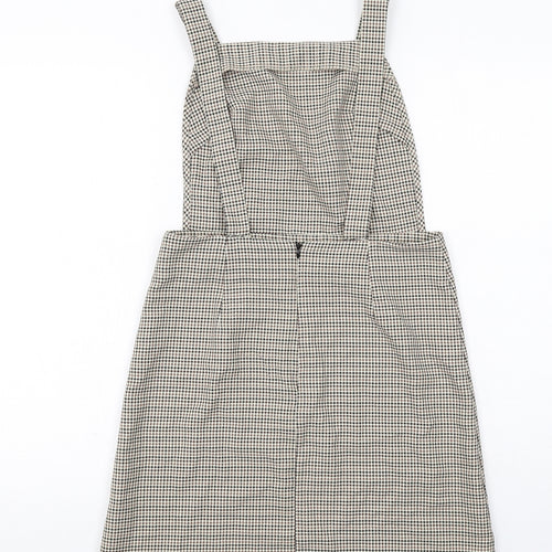 Nobody's Child Womens Beige Geometric Polyester Shift Size 8 Square Neck Zip