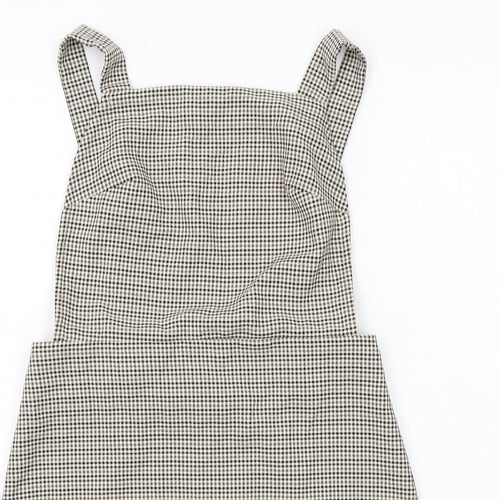 Nobody's Child Womens Beige Geometric Polyester Shift Size 8 Square Neck Zip