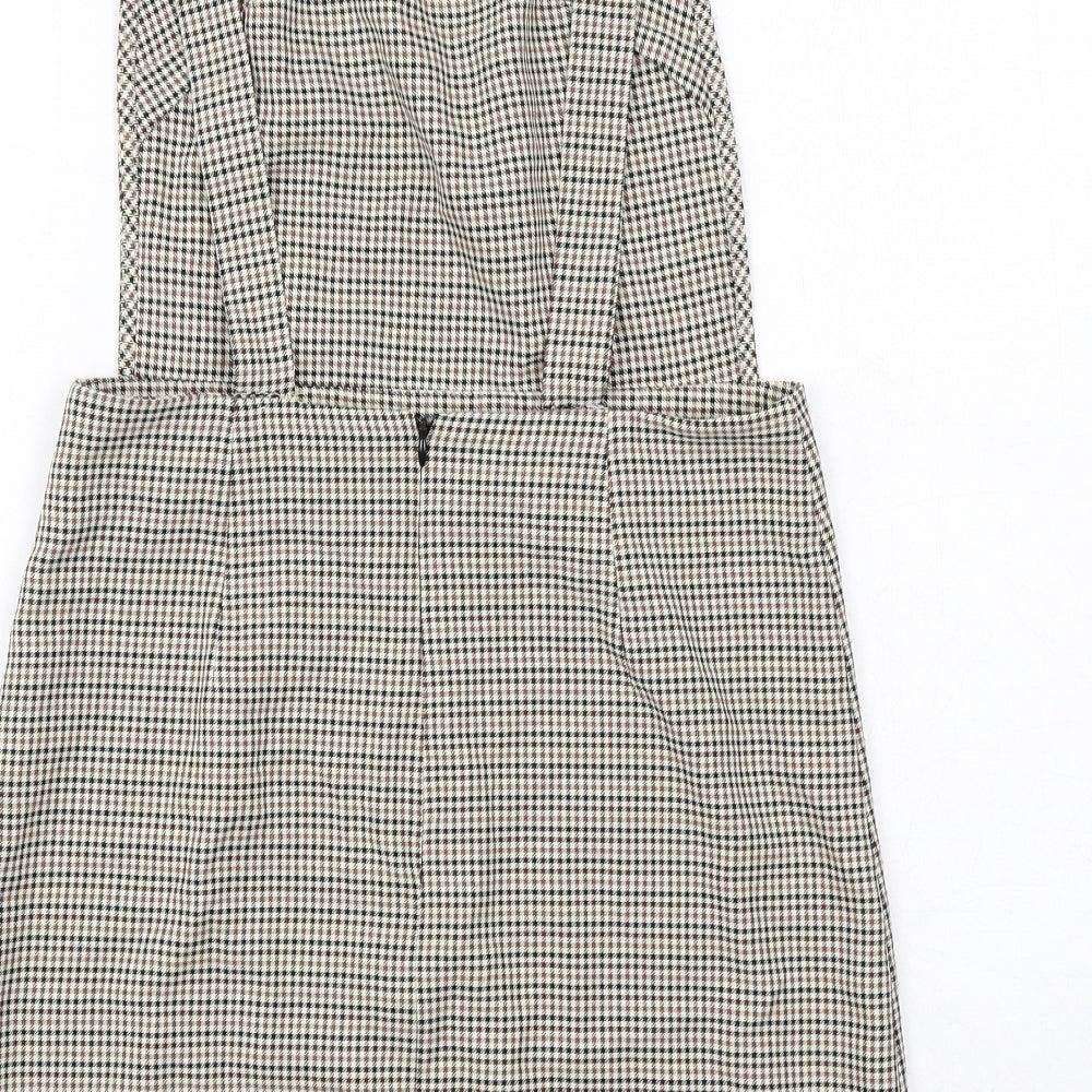 Nobody's Child Womens Beige Geometric Polyester Shift Size 8 Square Neck Zip