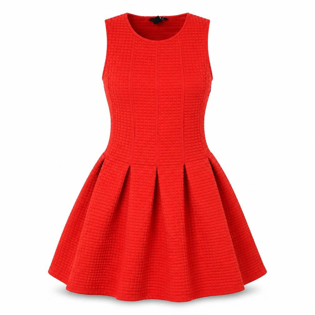 Front view of H&M women’s red polyester a-line, size XS, round neck zip