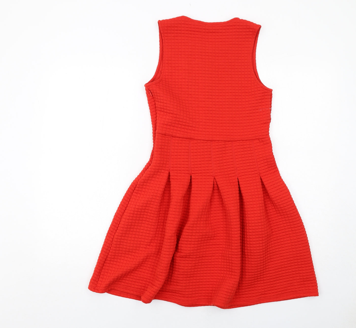 H&M Womens Red Polyester A-Line Size XS Round Neck Zip