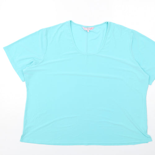 Michele Hope Womens Blue Polyester Basic T-Shirt Size 26 Round Neck
