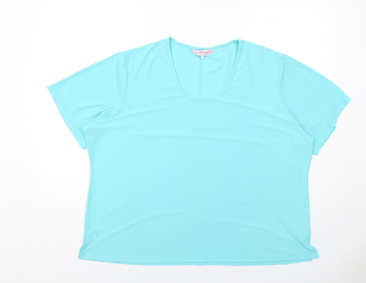 Michele Hope Womens Blue Polyester Basic T-Shirt Size 26 Round Neck