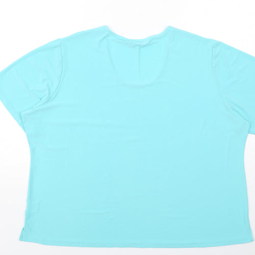Michele Hope Womens Blue Polyester Basic T-Shirt Size 26 Round Neck