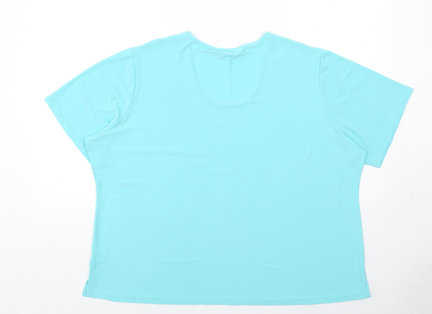 Michele Hope Womens Blue Polyester Basic T-Shirt Size 26 Round Neck