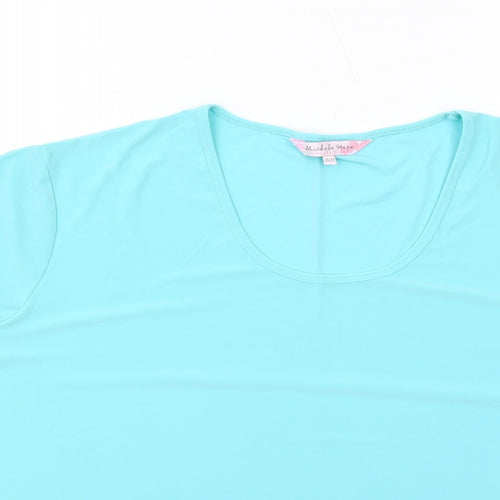 Michele Hope Womens Blue Polyester Basic T-Shirt Size 26 Round Neck