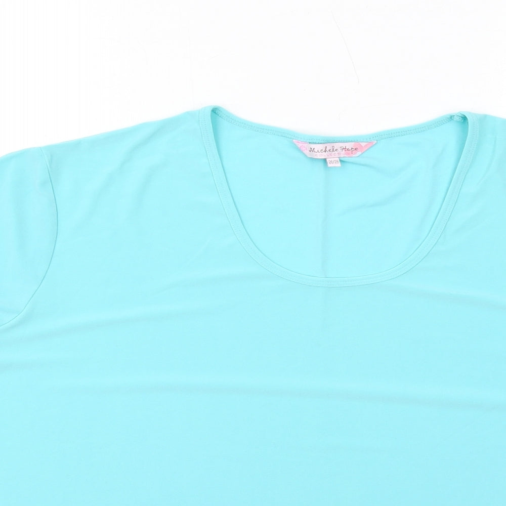 Michele Hope Womens Blue Polyester Basic T-Shirt Size 26 Round Neck