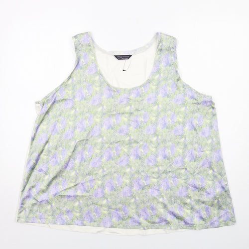 Marks and Spencer Womens Multicoloured Geometric Polyester Basic Tank Size 20 Round Neck