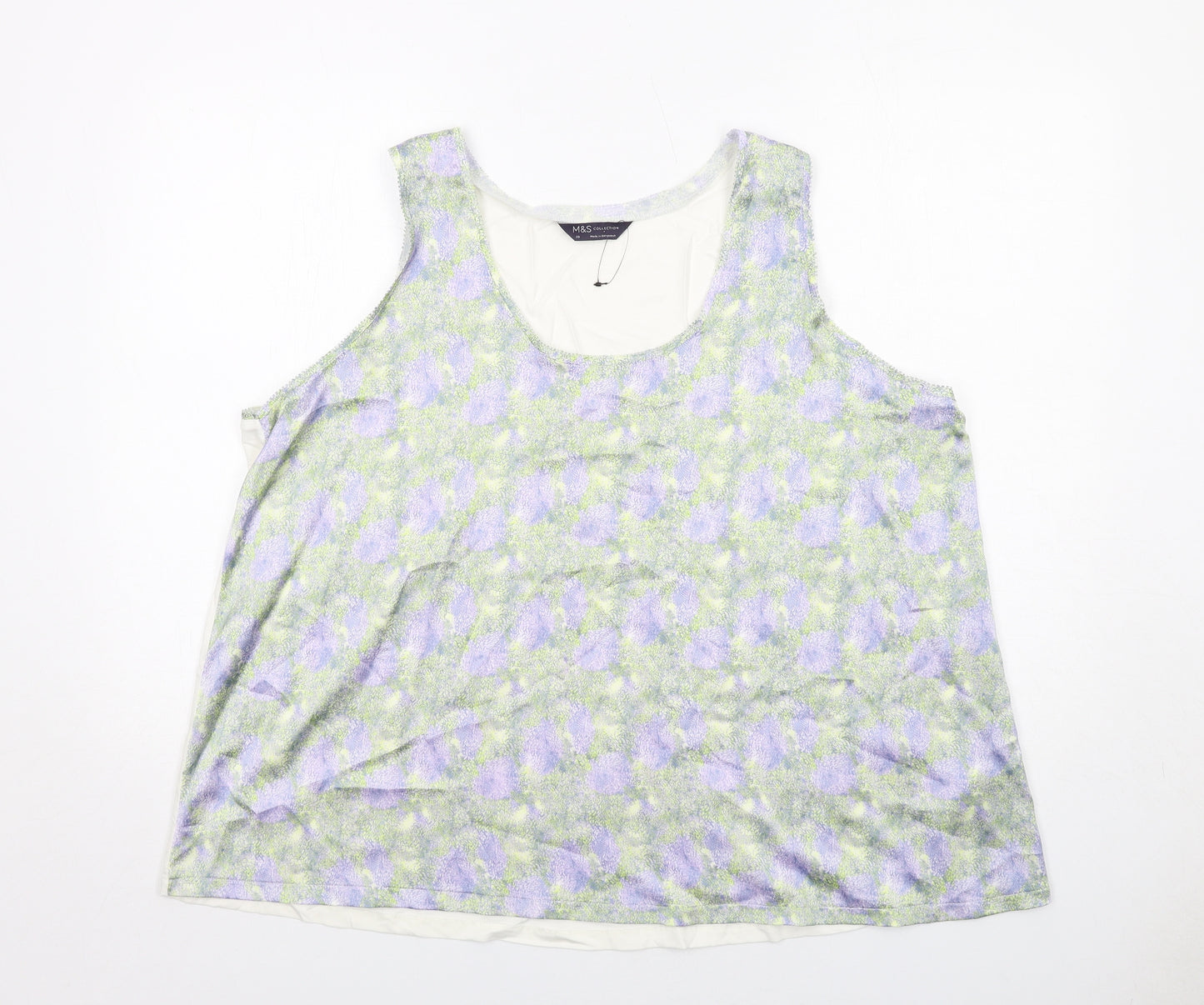 Marks and Spencer Womens Multicoloured Geometric Polyester Basic Tank Size 20 Round Neck