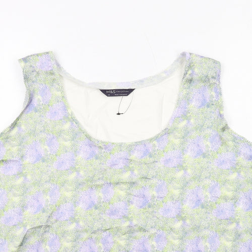 Marks and Spencer Womens Multicoloured Geometric Polyester Basic Tank Size 20 Round Neck