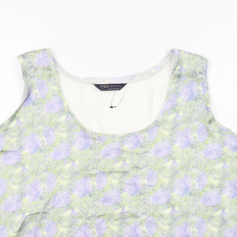 Marks and Spencer Womens Multicoloured Geometric Polyester Basic Tank Size 20 Round Neck