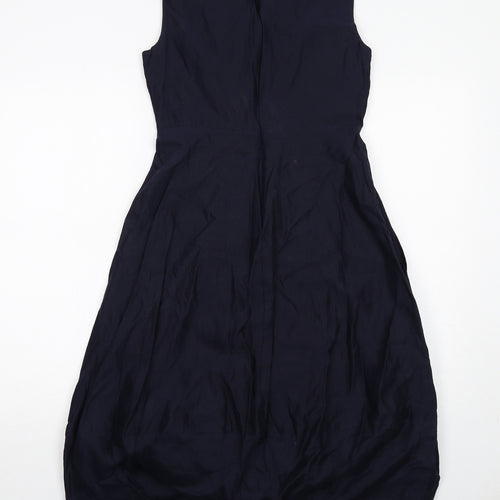COS Womens Blue Cotton A-Line Size 8 Boat Neck Zip