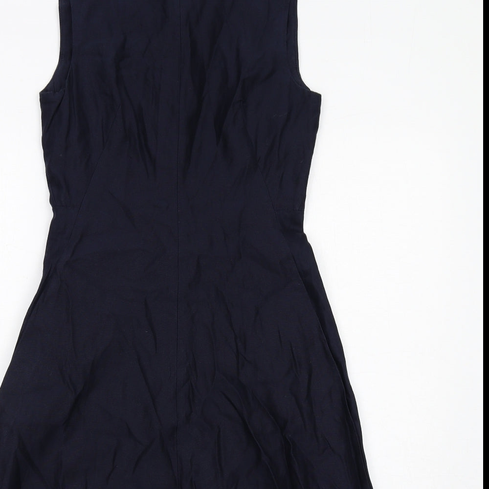 COS Womens Blue Cotton A-Line Size 8 Boat Neck Zip