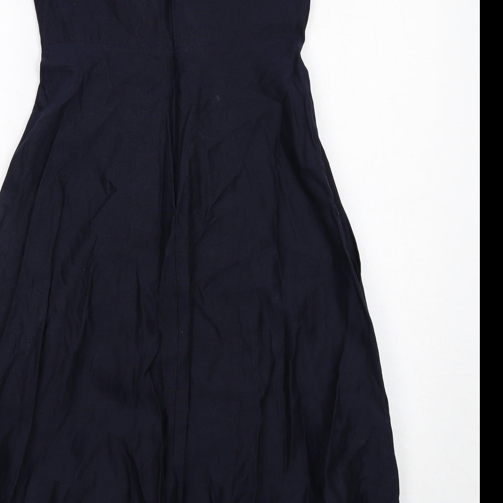 COS Womens Blue Cotton A-Line Size 8 Boat Neck Zip